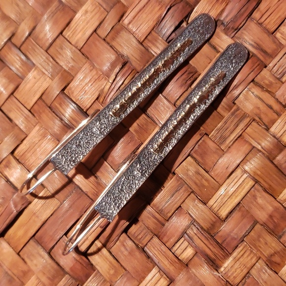 Silpada Sterling Silver Bar Earrings with Gold Accent - Picture 2 of 3